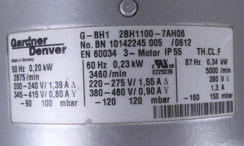 Produktfoto 1 von Gardner Denver ELMO-Rietschle Seitenkanalverdichter G-BH1 2BH1100-7AH06