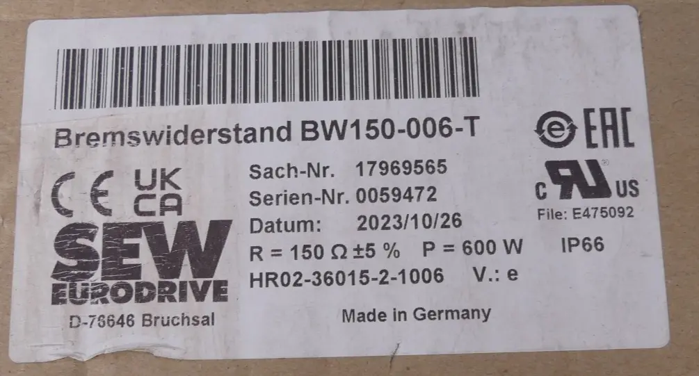 SEW Eurodrive BW150-006-T 17969565 Bremswiderstand