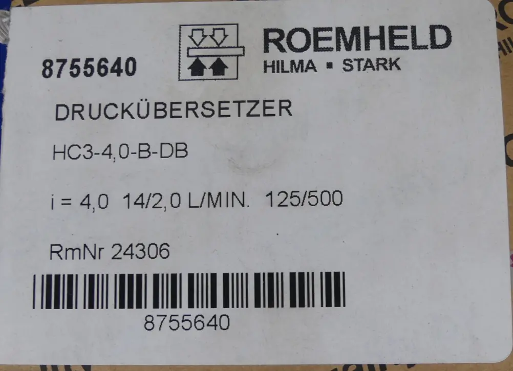 Roemheld 8755640 HC3-4,0-B-DB Druckübersetzer