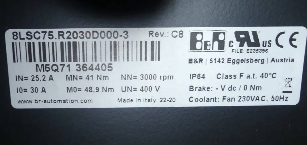 Produktfoto 1 von B&R 8LSC75.R2030D000-3 Servomotor