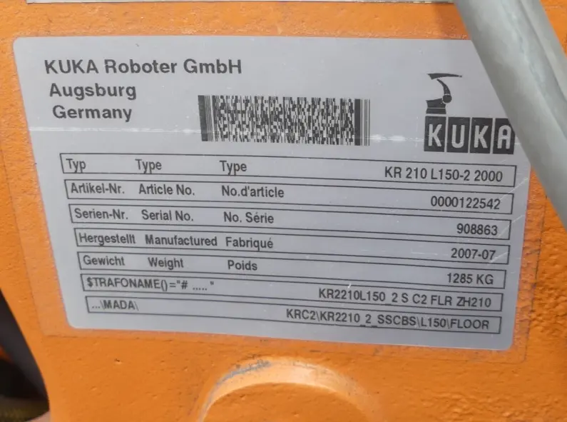 KUKA ROBOTER KR 210 L150-2 2000 + Steuerung KR C2 ed05 B.j 2007