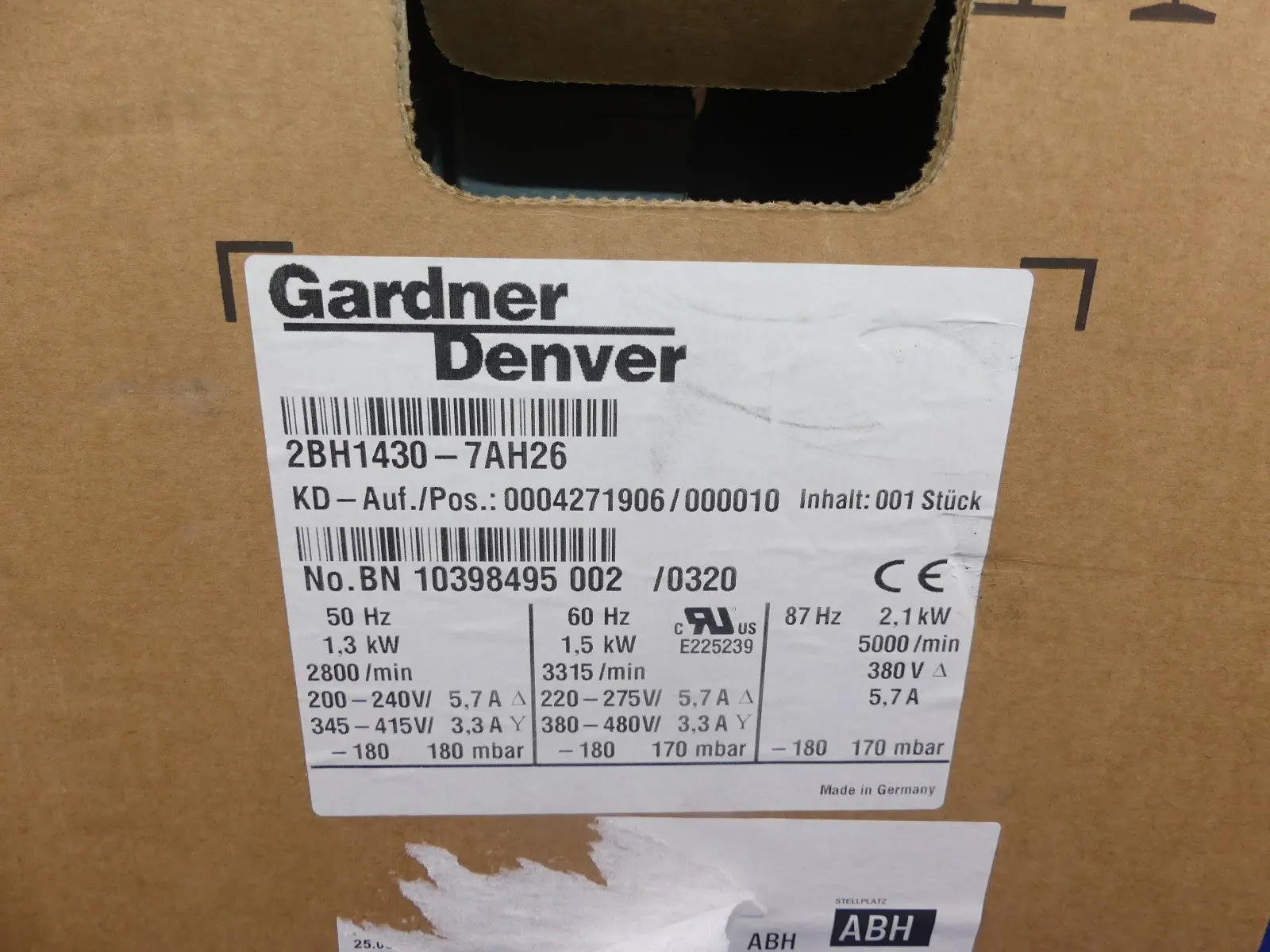 Produktfoto 1 von GARDNER DENVER 2BH1430-7AH26 NEU