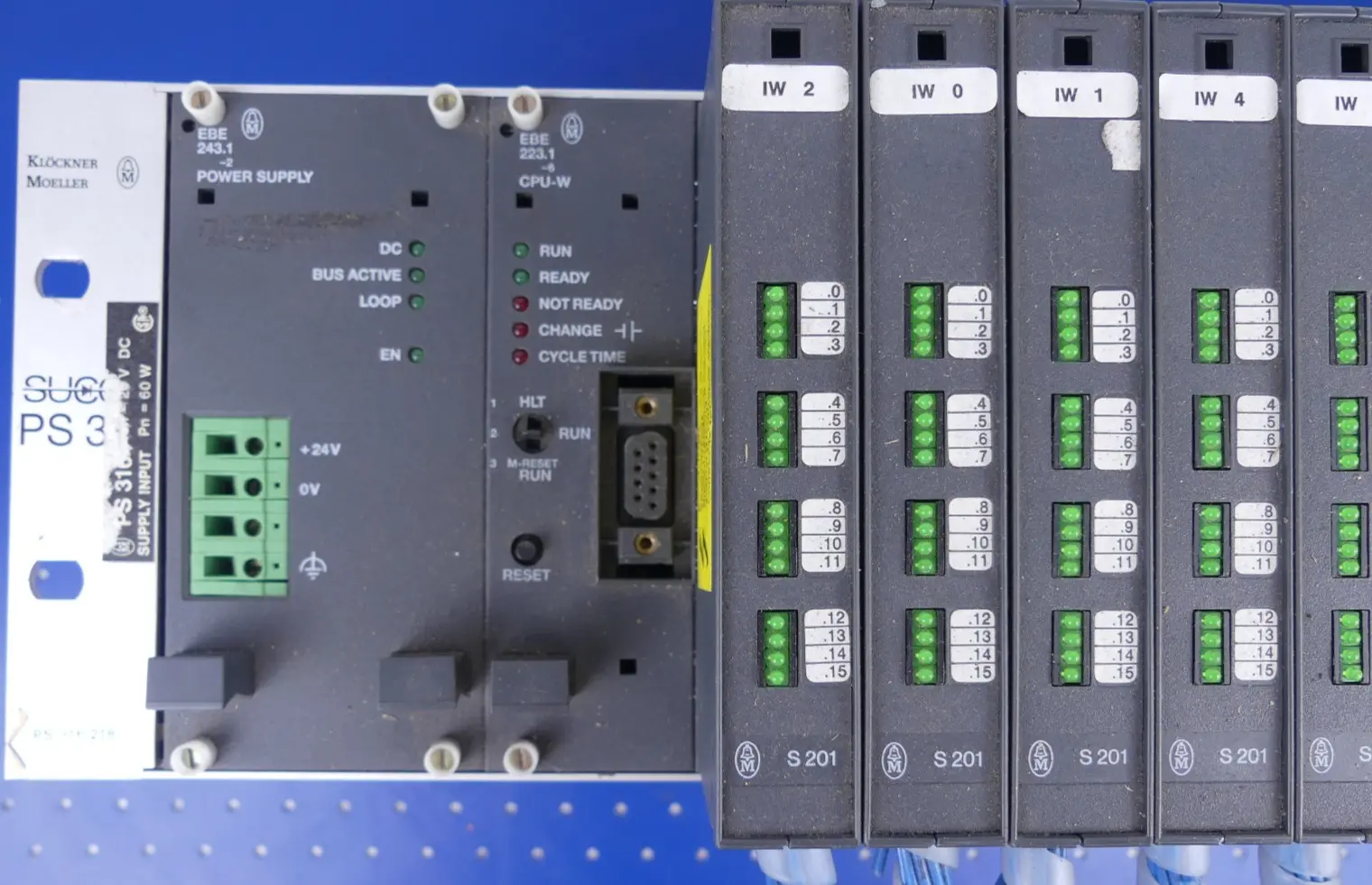 Produktfoto 1 von Klöckner Moeller PS316.218 Modul Rack + EBE243.1, 223.1, S201, S252, EBE252 Mod.