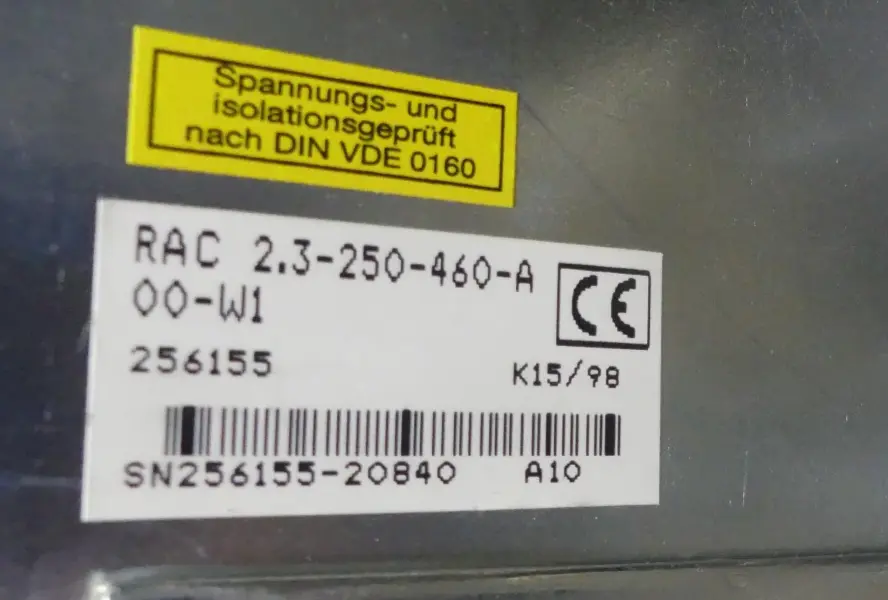Produktfoto 1 von REXROTH INDRAMAT RAC 2.3-250-460-A00-W1 NEU