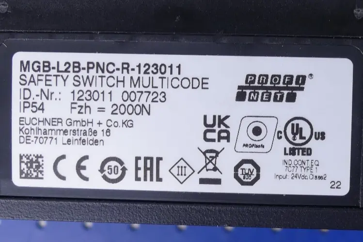 Produktfoto 1 von EUCHNER MGB-L2B-PNC-R-123011 Safety Switch