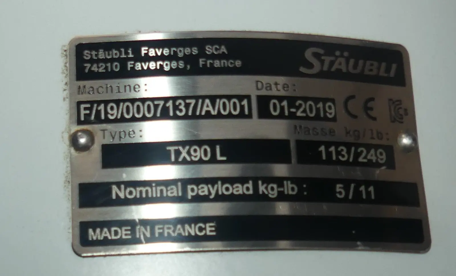 Produktfoto 1 von Stäubli TX90L B.j 01-2019 F/19/0007137/A/001 Industrierobote