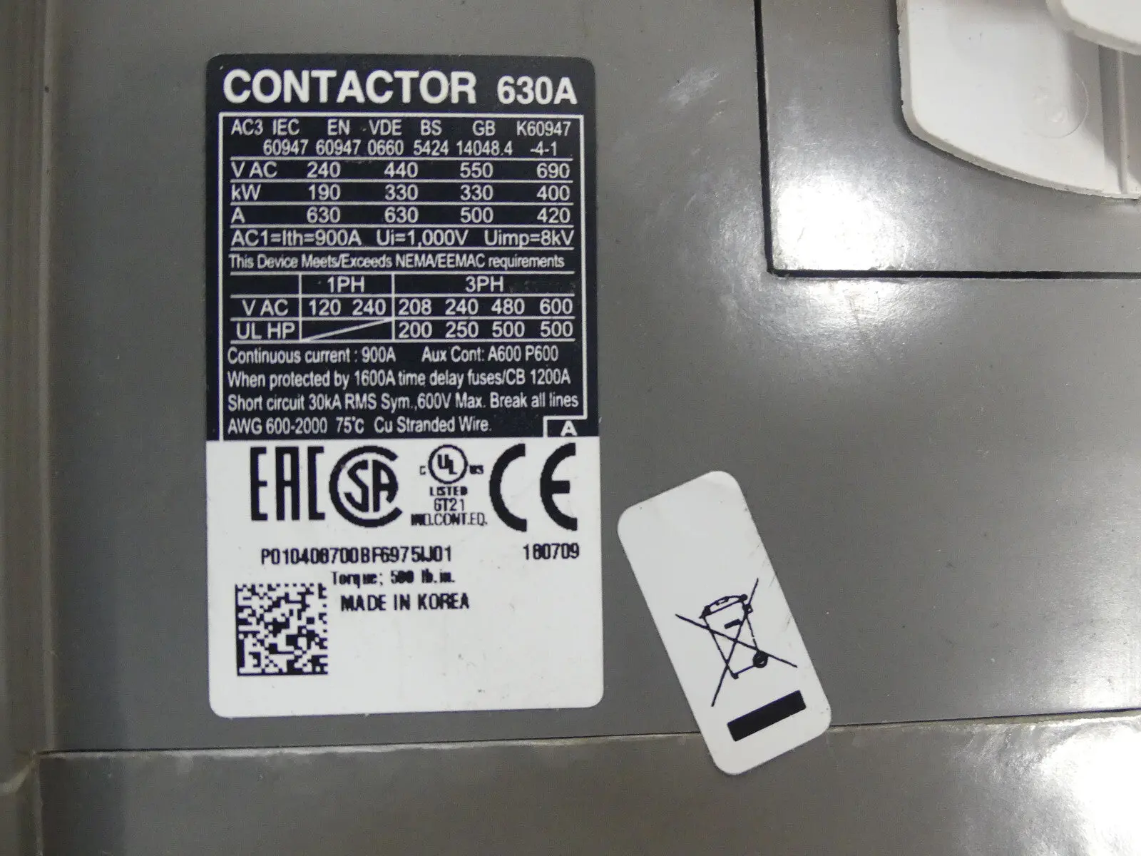 Produktfoto 1 von weg contactor 630A cwm360 s.Bilder