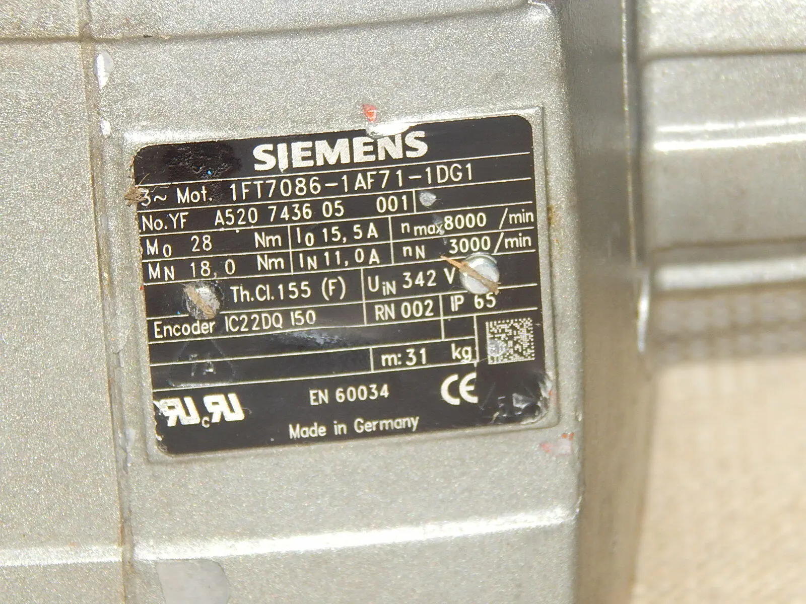 Produktfoto 1 von Siemens  Synchronservomotor 1FT7086-1AF71-1DG1  Used