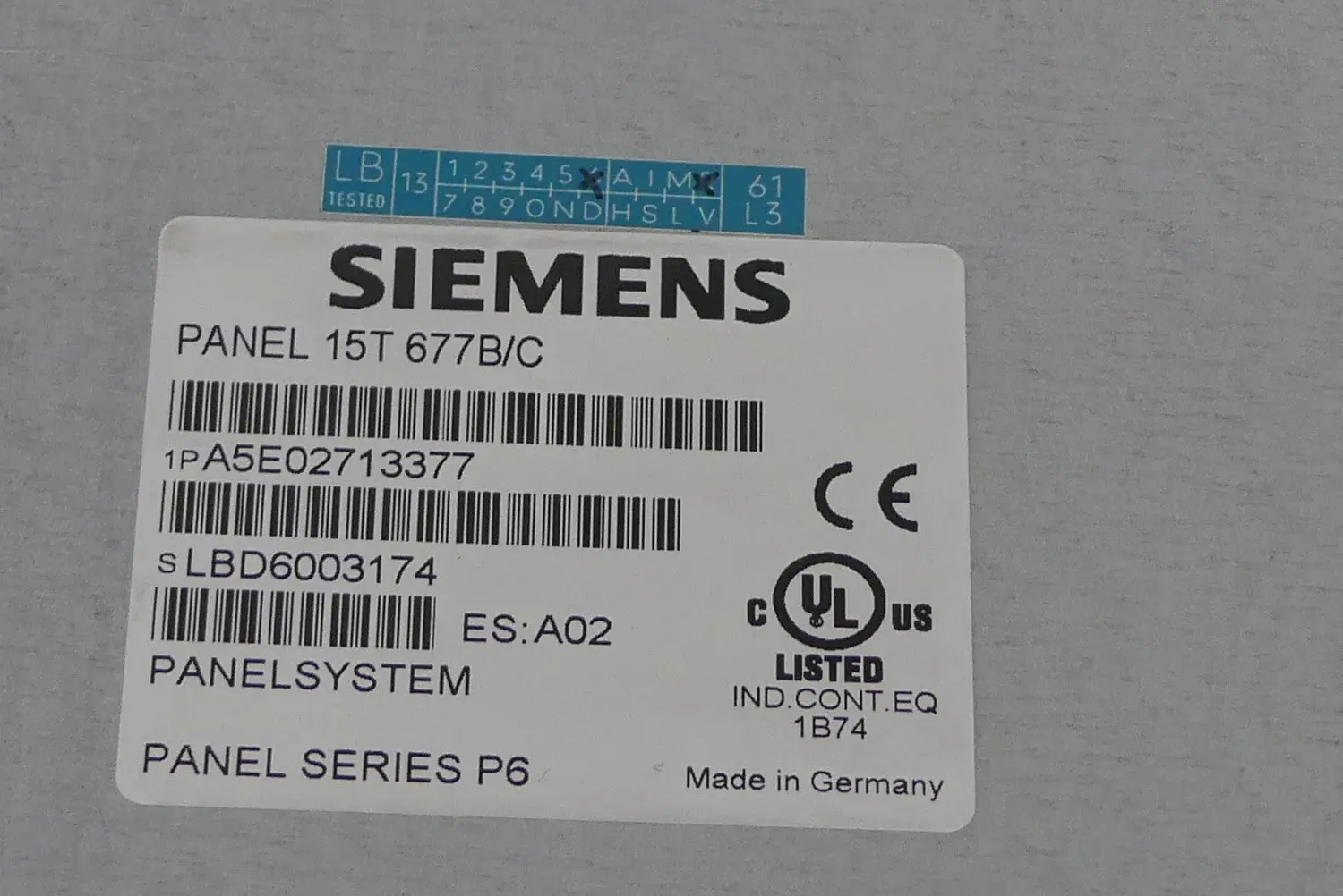 Produktfoto 1 von Siemens Simatic 15T 677B/C Panel PC Touch A5E02713377  ES:A02