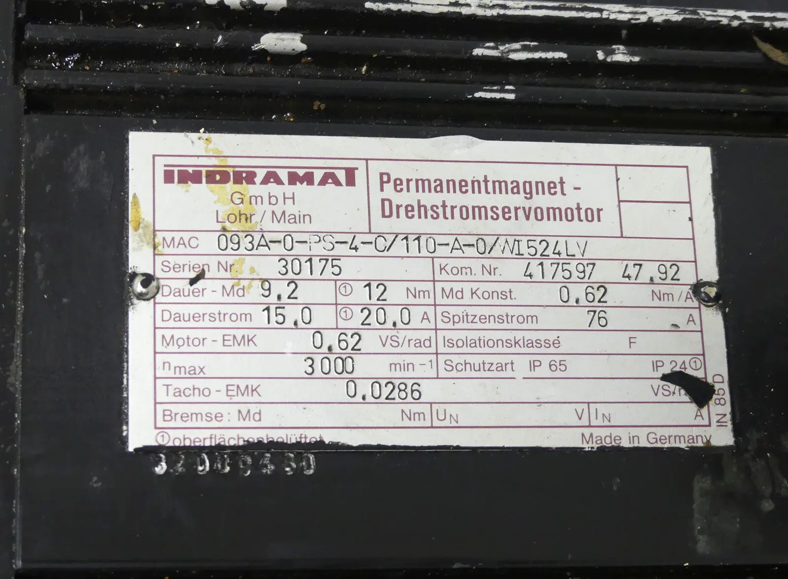 Produktfoto 1 von Indramat MAC093A-0-PS-4-C/110-A-0/WI524LV