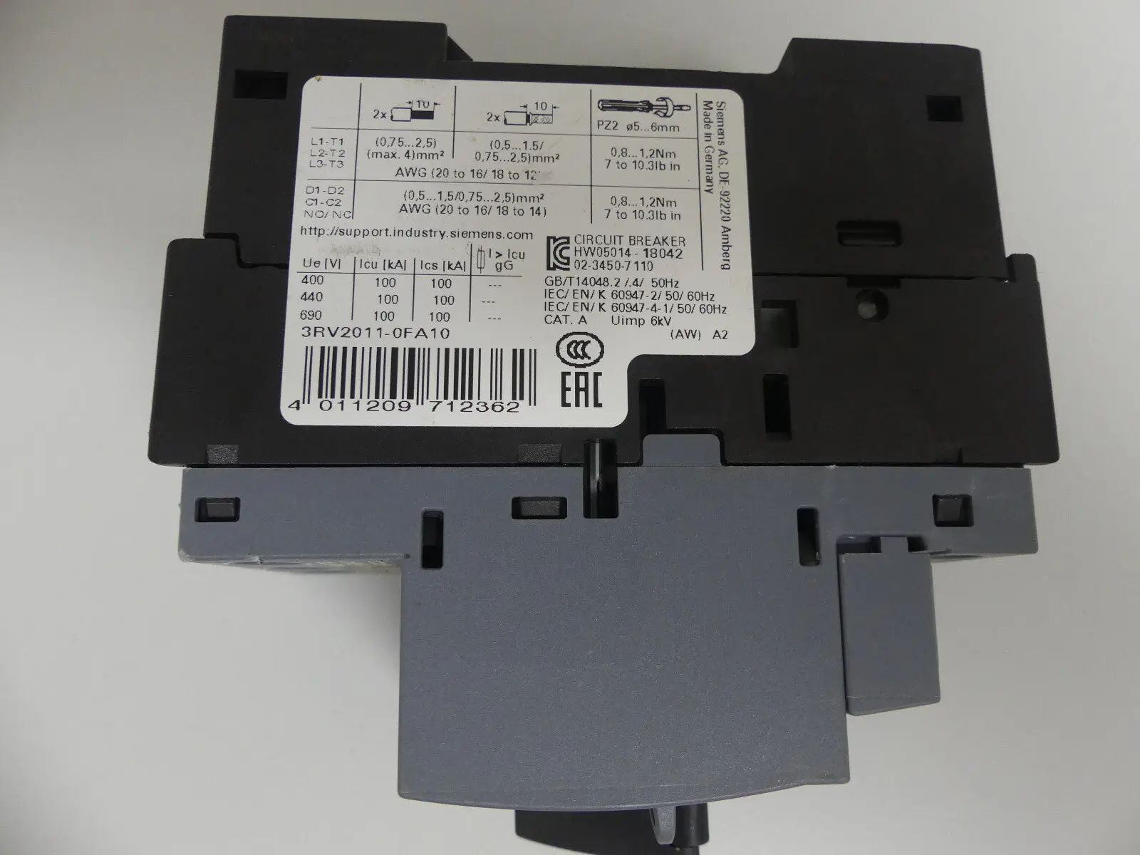 Produktfoto 1 von Siemens Leistungsschalter 3RV2011-0FA10