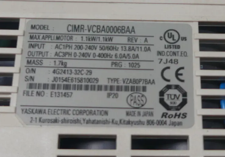 Produktfoto 1 von YASKAWA V1000 CIMR-VCBA0006BAA