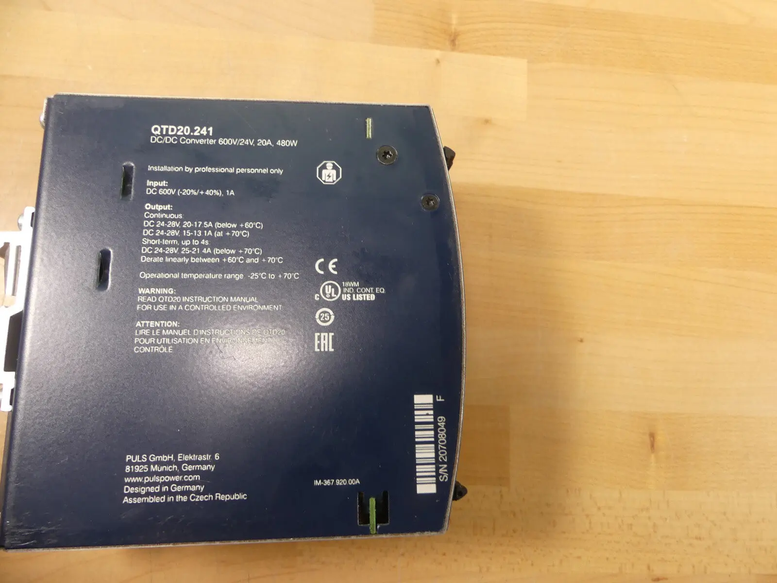 Produktfoto 1 von PULS QTD20.241  DC/DC-Wandler 600V/24 V 20 A 480W Ohne verpackung