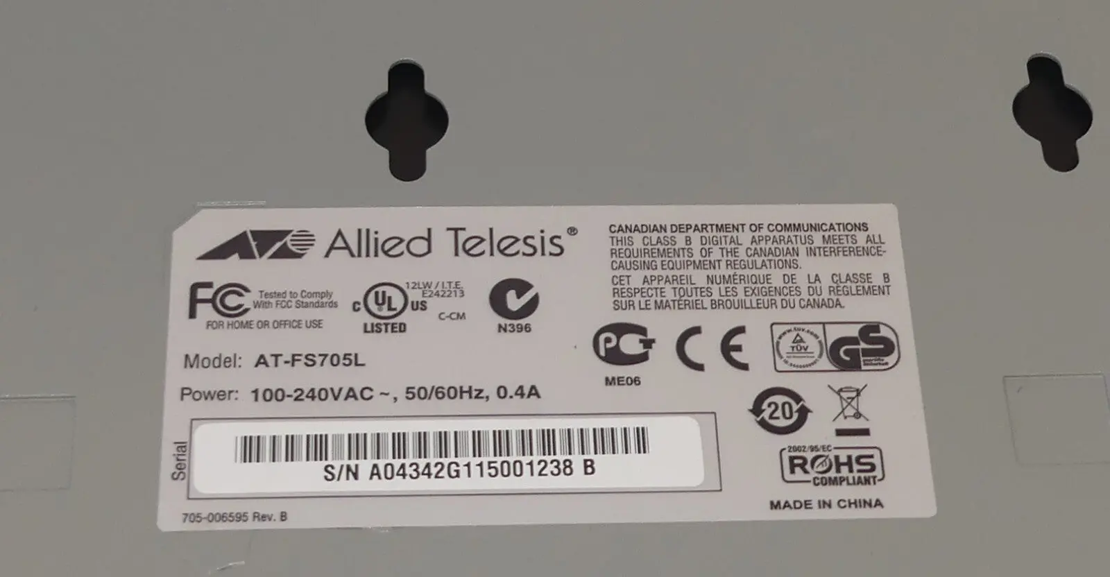 Produktfoto 1 von ALLEID TELESIS AT-FS705L eco friendly
