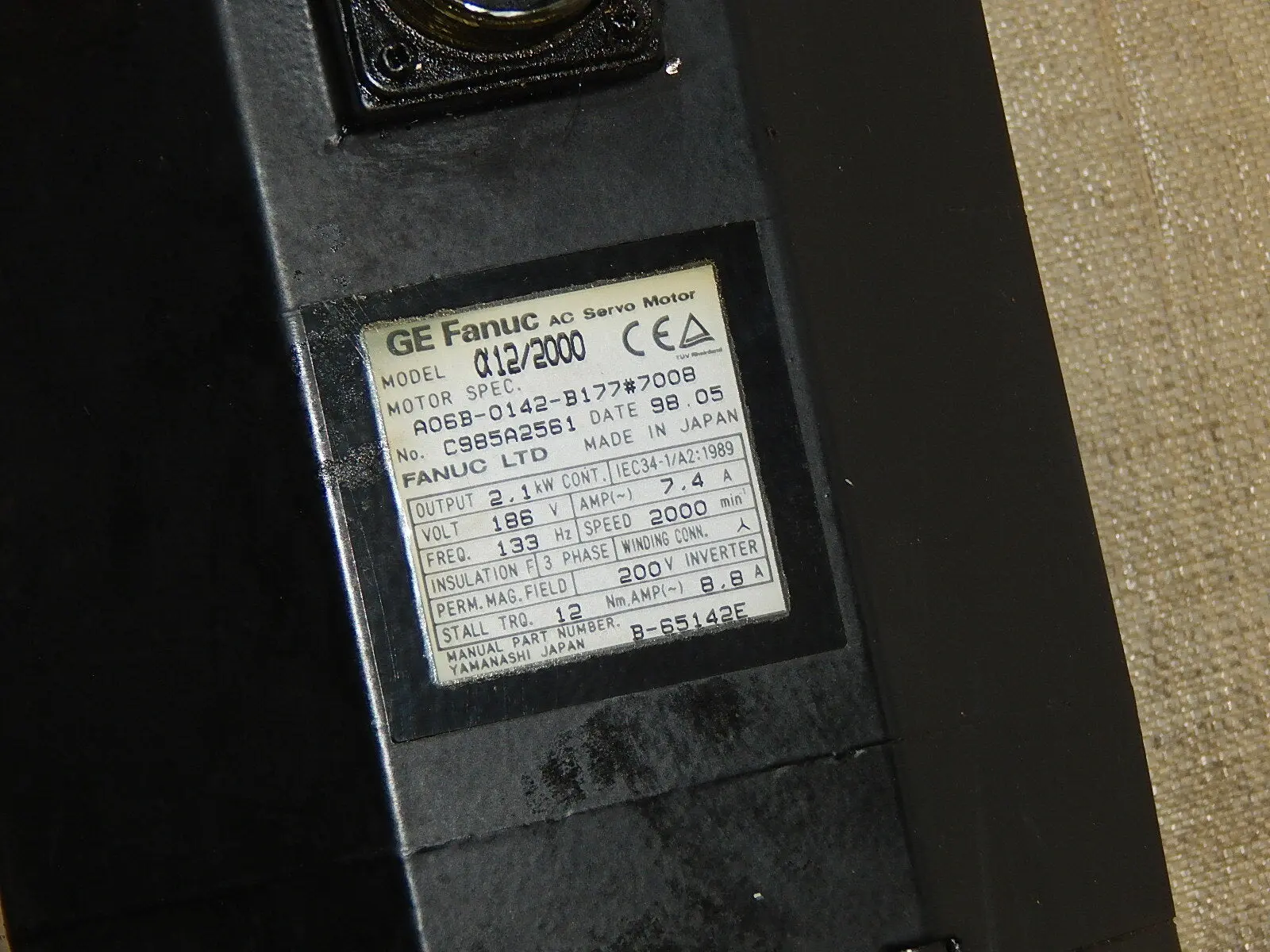 Produktfoto 1 von FANUC A06B-0142-B177#7008 α12/2000 AC-SERVOMOTOR USED