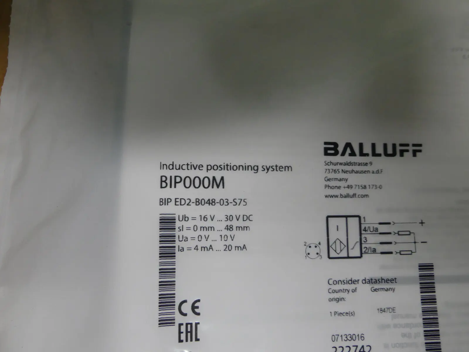 Produktfoto 1 von balluff  BIP000M BIP ED2-B048-03-S75