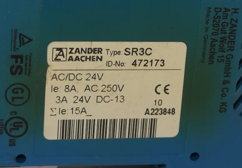 Produktfoto 1 von Zander Aachen SR4C Sicherheitsrelais  used