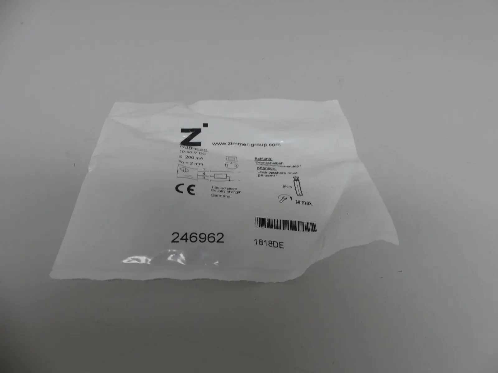 Produktfoto 1 von Zimmer Group NJ8-E2S Induktiver Näherungsschalter
