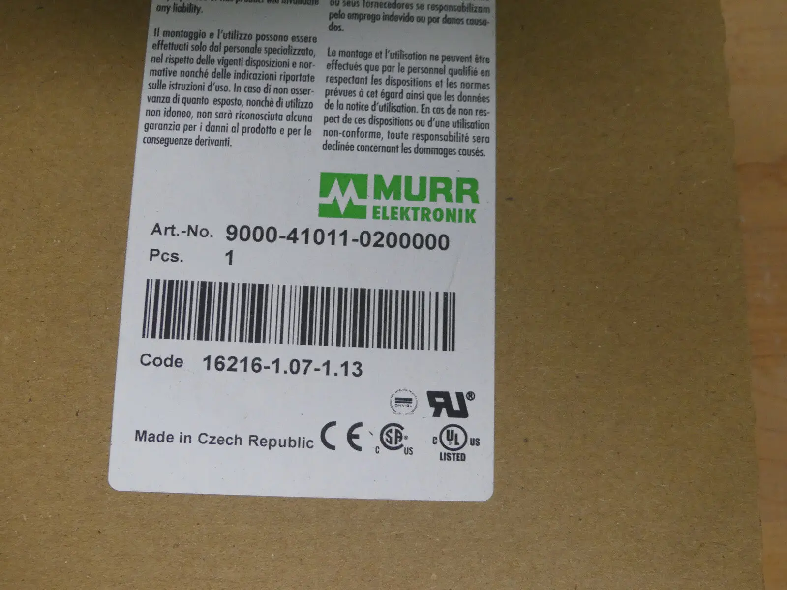 Produktfoto 1 von MURR ELEKTRONIK 9000-41011-0200000