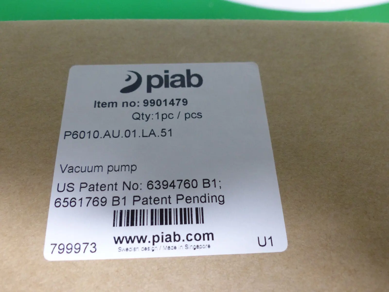 Produktfoto 1 von PIAB VACUUM PRODUCTS P6010.AU.01.LA.51 / P6010AU01LA51  s.Bilder