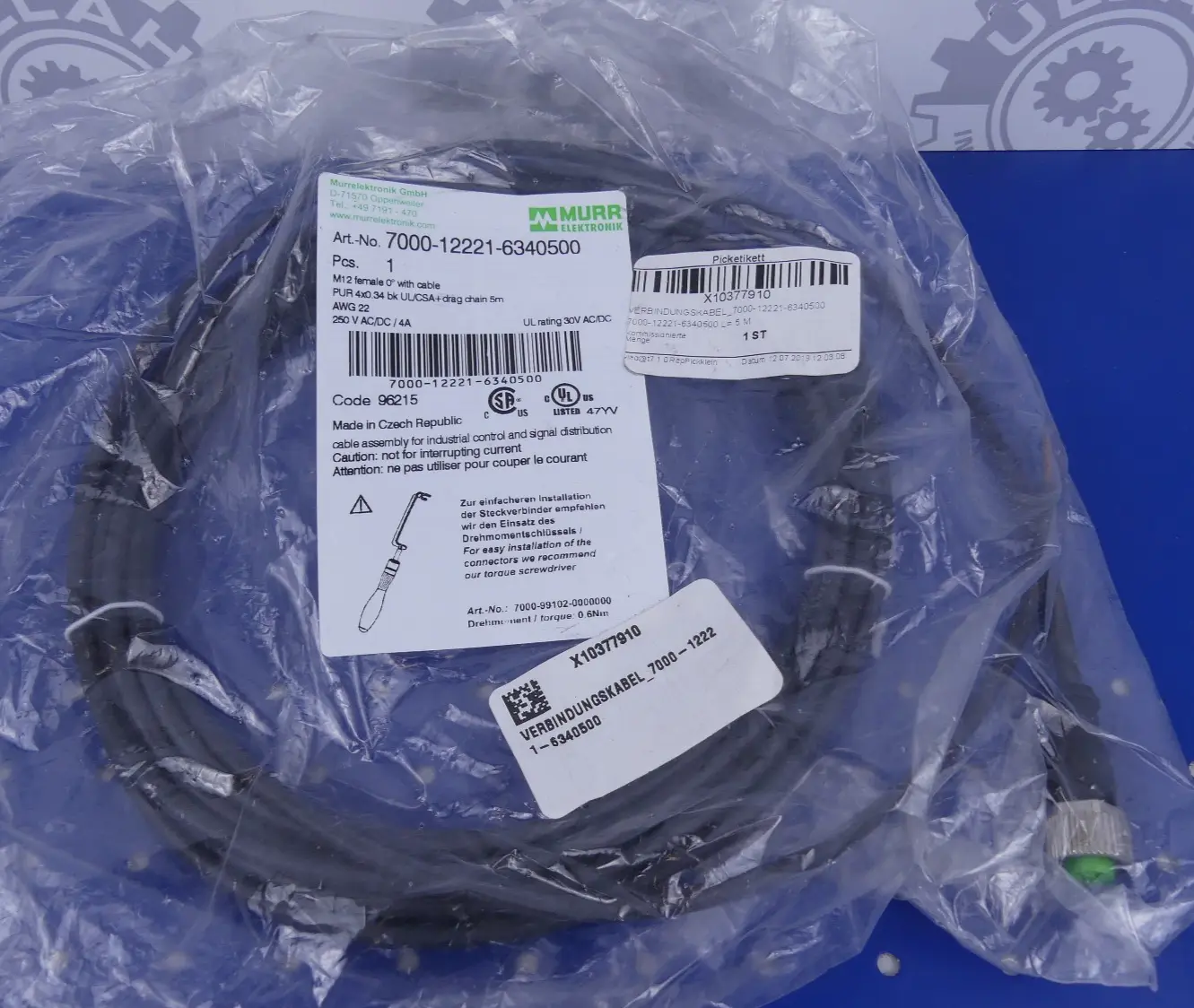 Produktfoto 1 von Murr Elektronik 7000-12221-6340500 Kabel 5m/M12