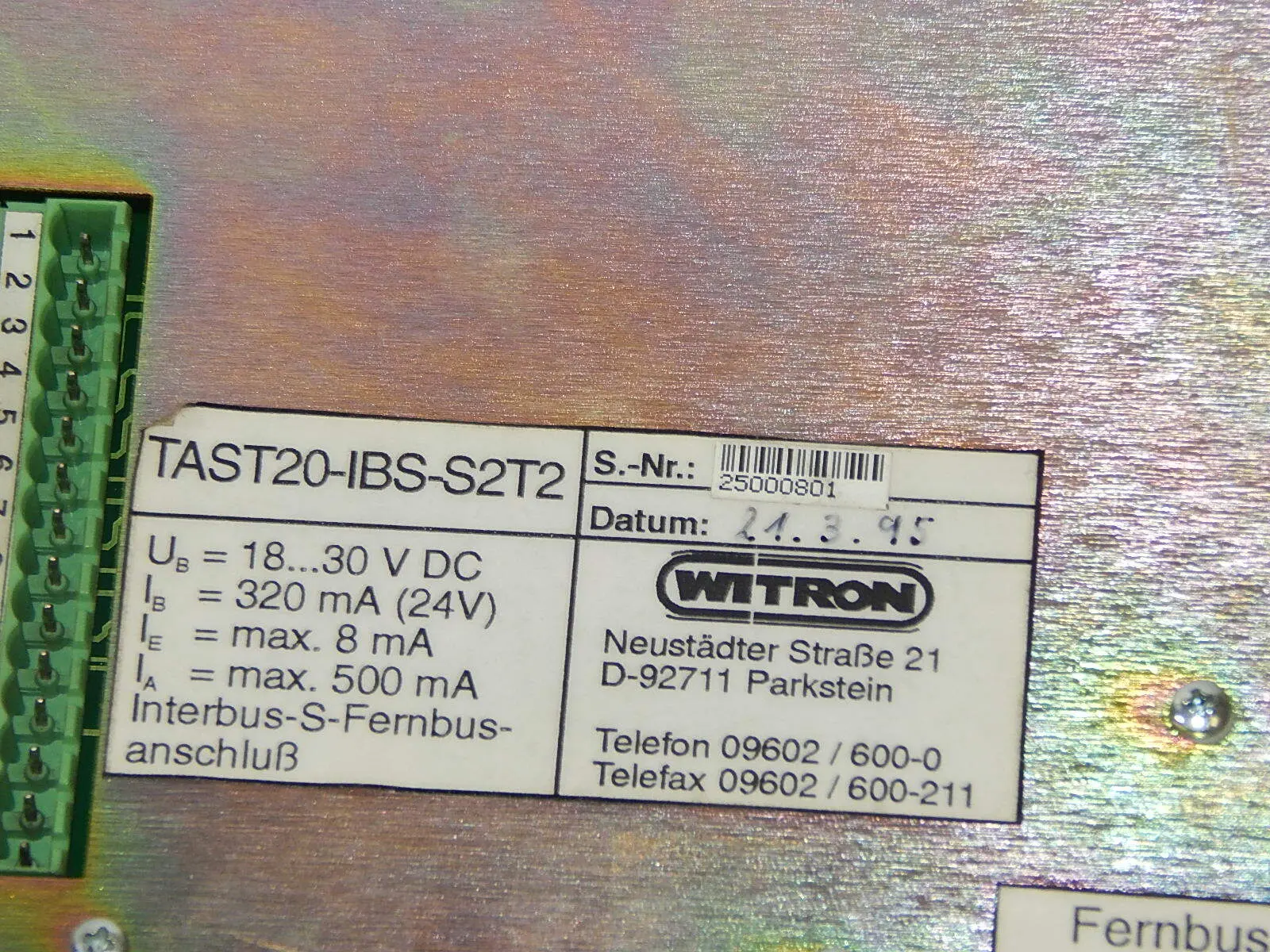 Produktfoto 1 von Witron Tastatur  TAST20-IBS-S2T2 used