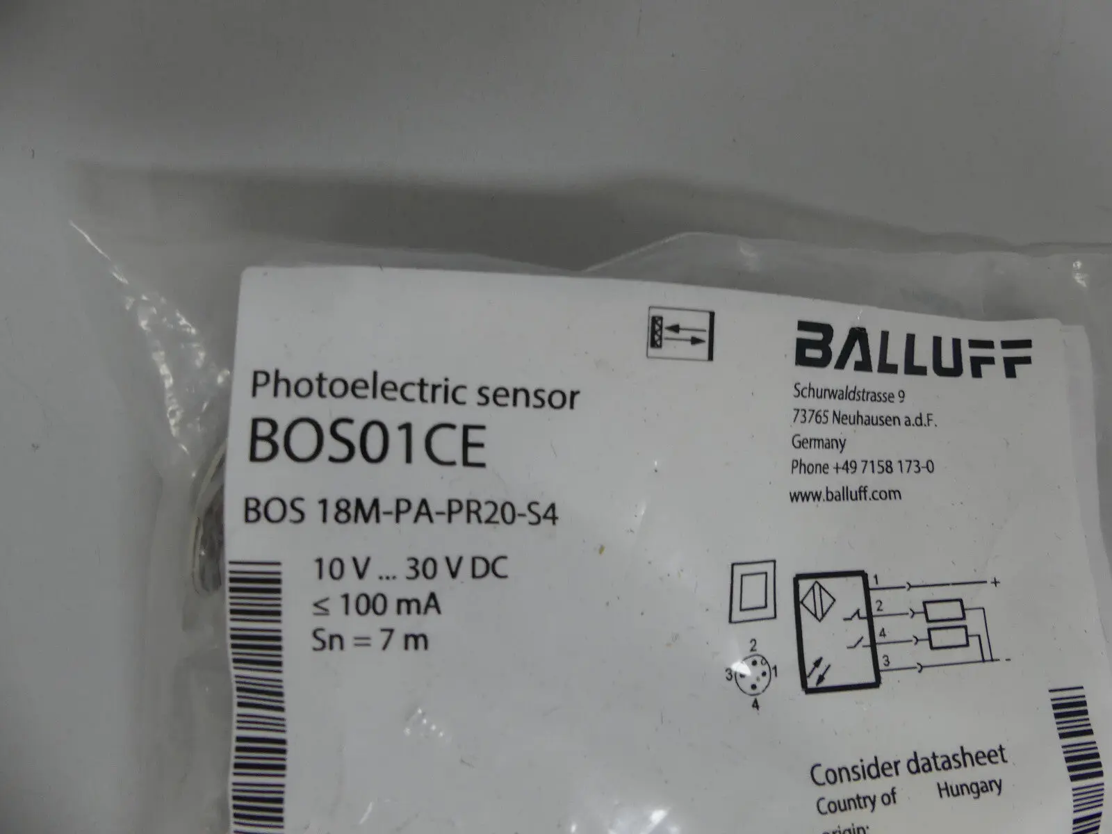 Produktfoto 1 von Balluff Photoelectric Sensor BOS01CE  BOS 18M-PA-PR20-S4