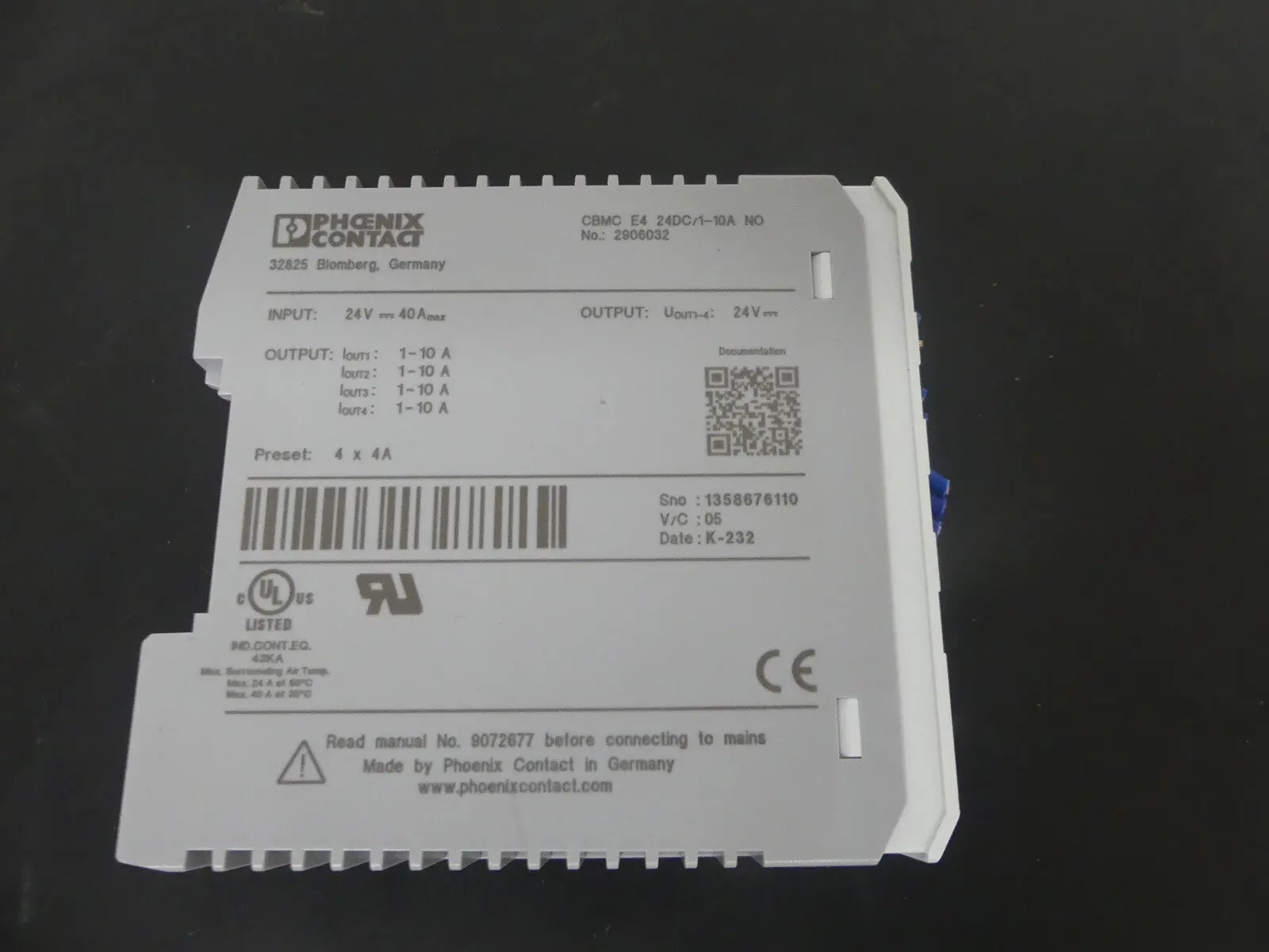 Produktfoto 1 von PHOENIX CONTACT CMBC E4 24DC/1-10A NO