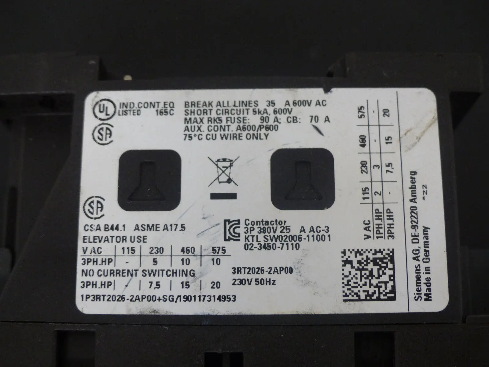 Produktfoto 1 von Siemens Schütz 3RT2026-2AP00  s.Bilder