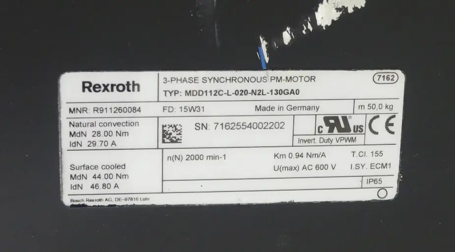 Produktfoto 1 von REXROTH MDD112C-L-020-N2L-130GA0