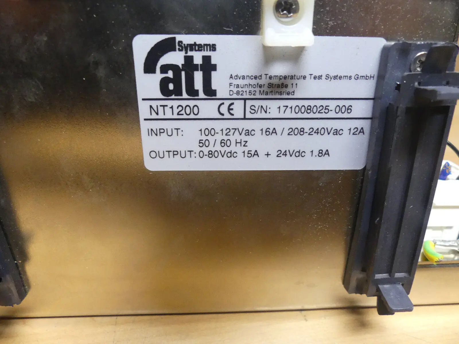 Produktfoto 1 von advanved temperature att NT1200 power supply S/N:171008025-006