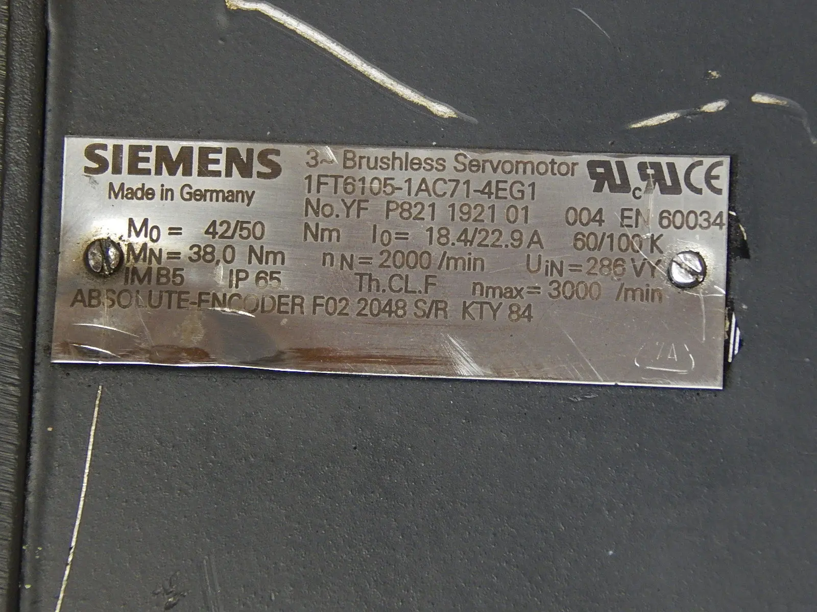 Produktfoto 1 von SIEMENS  3~ Brushless Servomotor / 1FT6105-1AC71-4EG1  Used