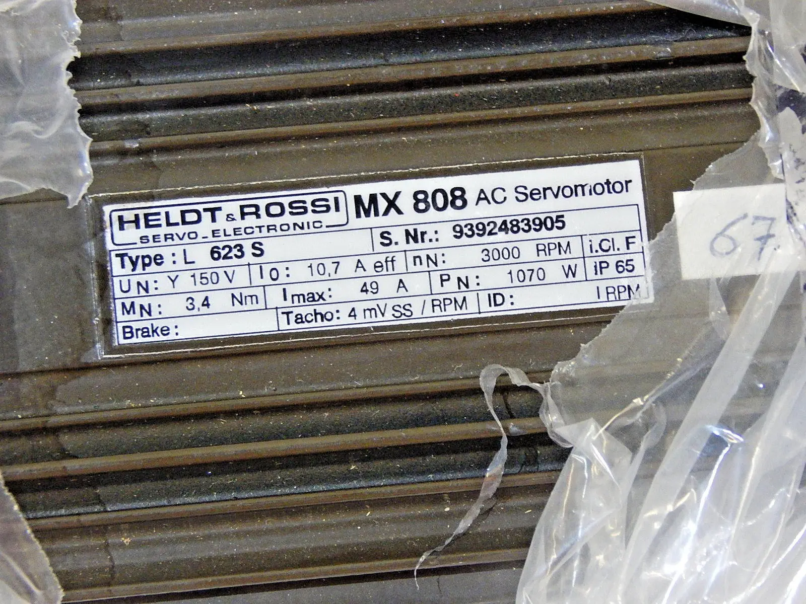 Produktfoto 1 von HELDT&ROSSI  MX 808 AC Servo Motor L 623 S  3000 U/min Used