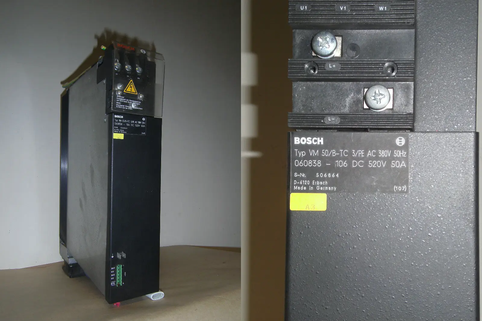 Produktfoto 1 von Bosch Versorgungs Modul VM 50/B-TC 3/PE AC 380V 50Hz 060838-106 DC 520V 50A