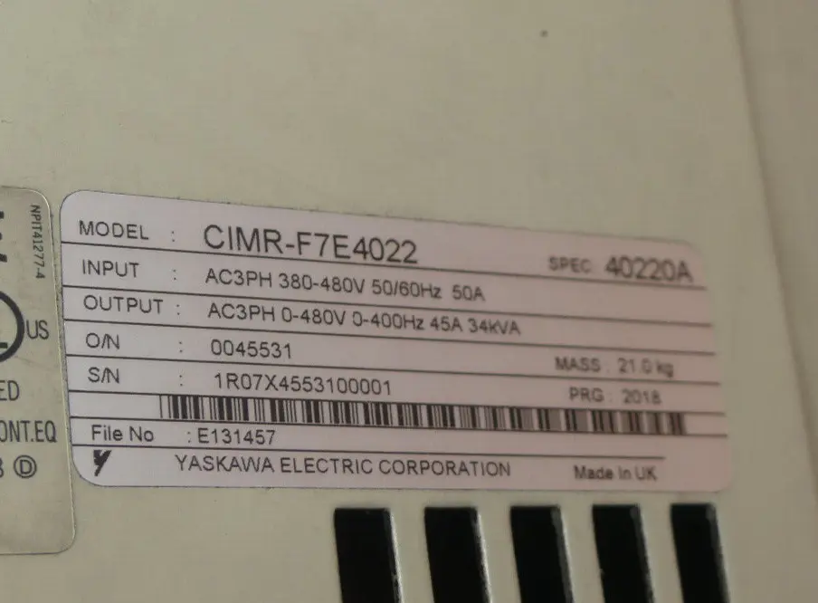YASKAWA Electric AC DRIVE CIMR-F7E4022