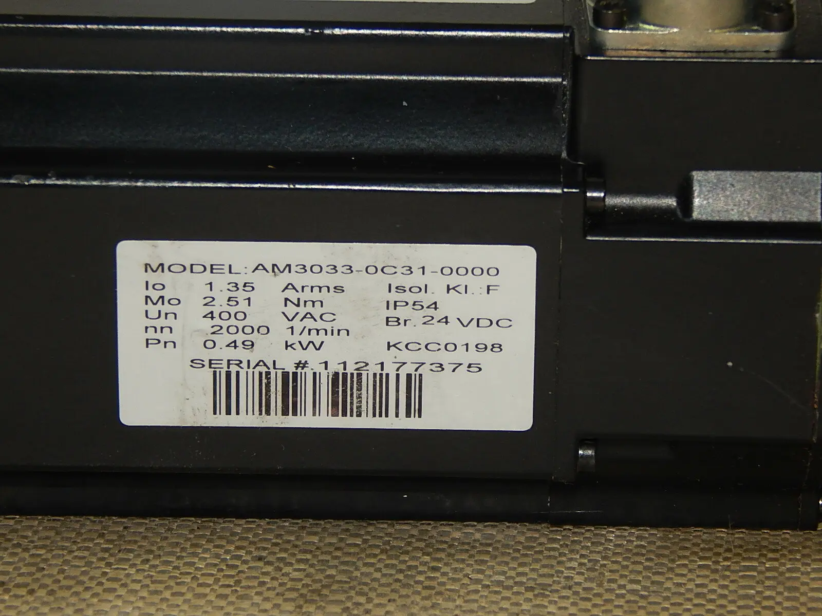 Produktfoto 1 von BECKHOFF  SERVOMOTOR AM3033-0C31-0000 1.35A 2.51NM 400VAC 2000/MIN