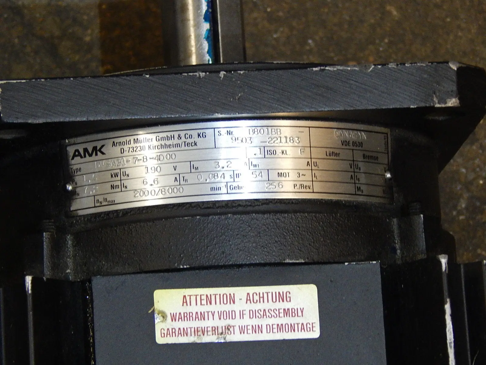 Produktfoto 1 von AMK DVSA31-7-8-4D 00 Servomotor Used