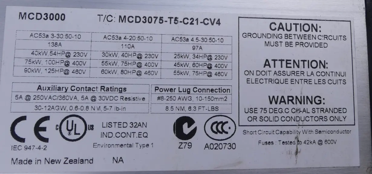 Produktfoto 1 von Danfoss  MCD3000 MCD3075-T5-B21-CV4