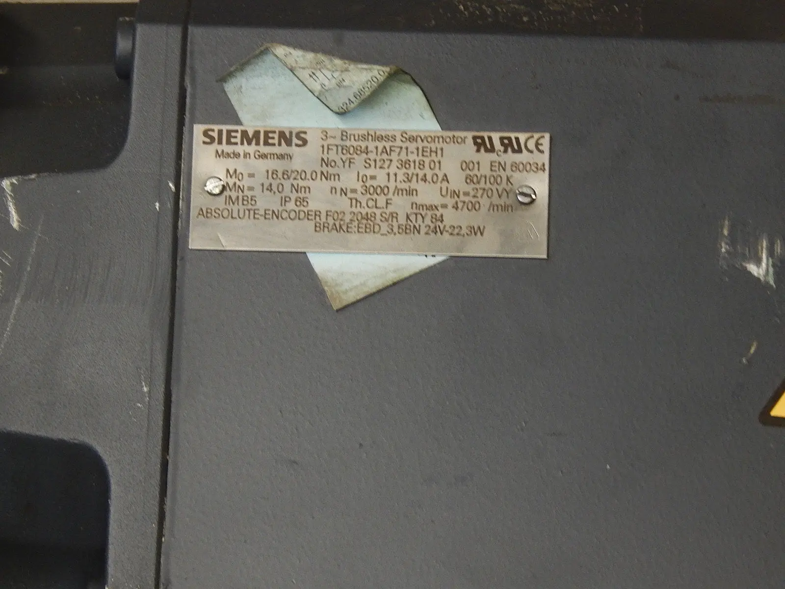 Produktfoto 1 von SIEMENS Bruhless-Servo-Motor  1FT6084-1AF71-1EH1 Used