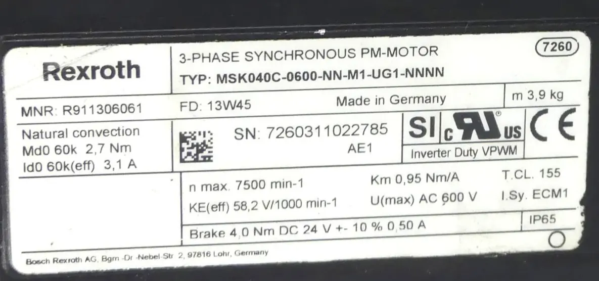 Produktfoto 1 von Rexroth MSK040C-0600-NN-M1-UG1-NNNN