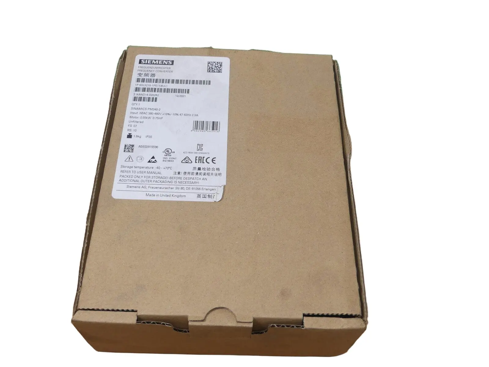 Produktfoto 1 von Siemens SINAMICS PM240-2 6SL3210-1PE11-8UL1