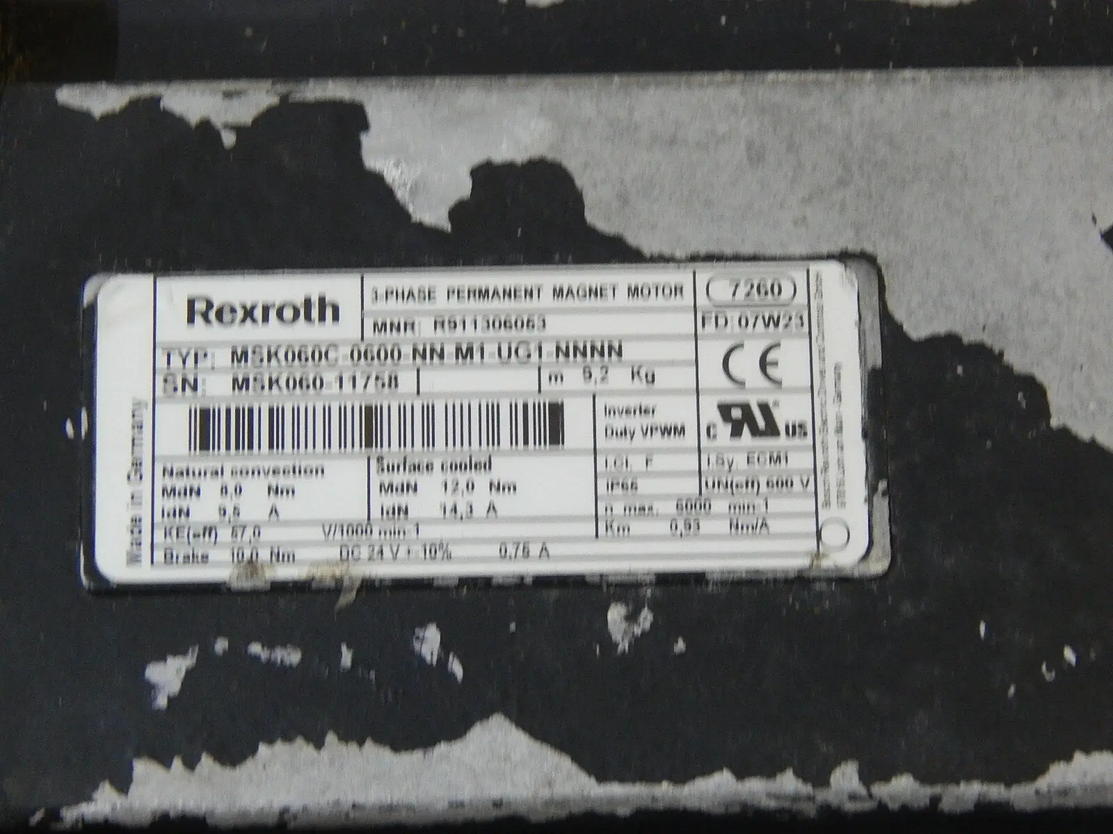 Produktfoto 1 von REXROTH  Servomotor MSK060C-0600-NN-M1-UG1-NNNN R911306053 6000 Used