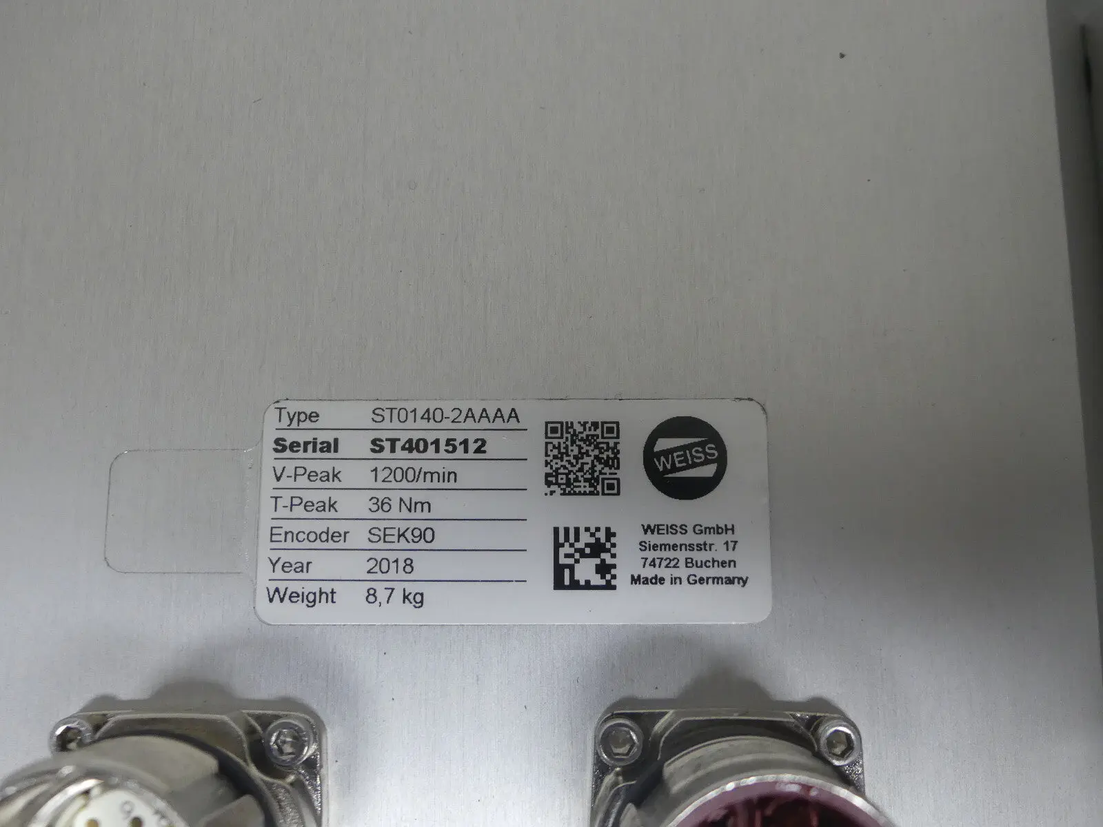 Produktfoto 1 von WEISS ST0140-2AAAA Serial ST401512