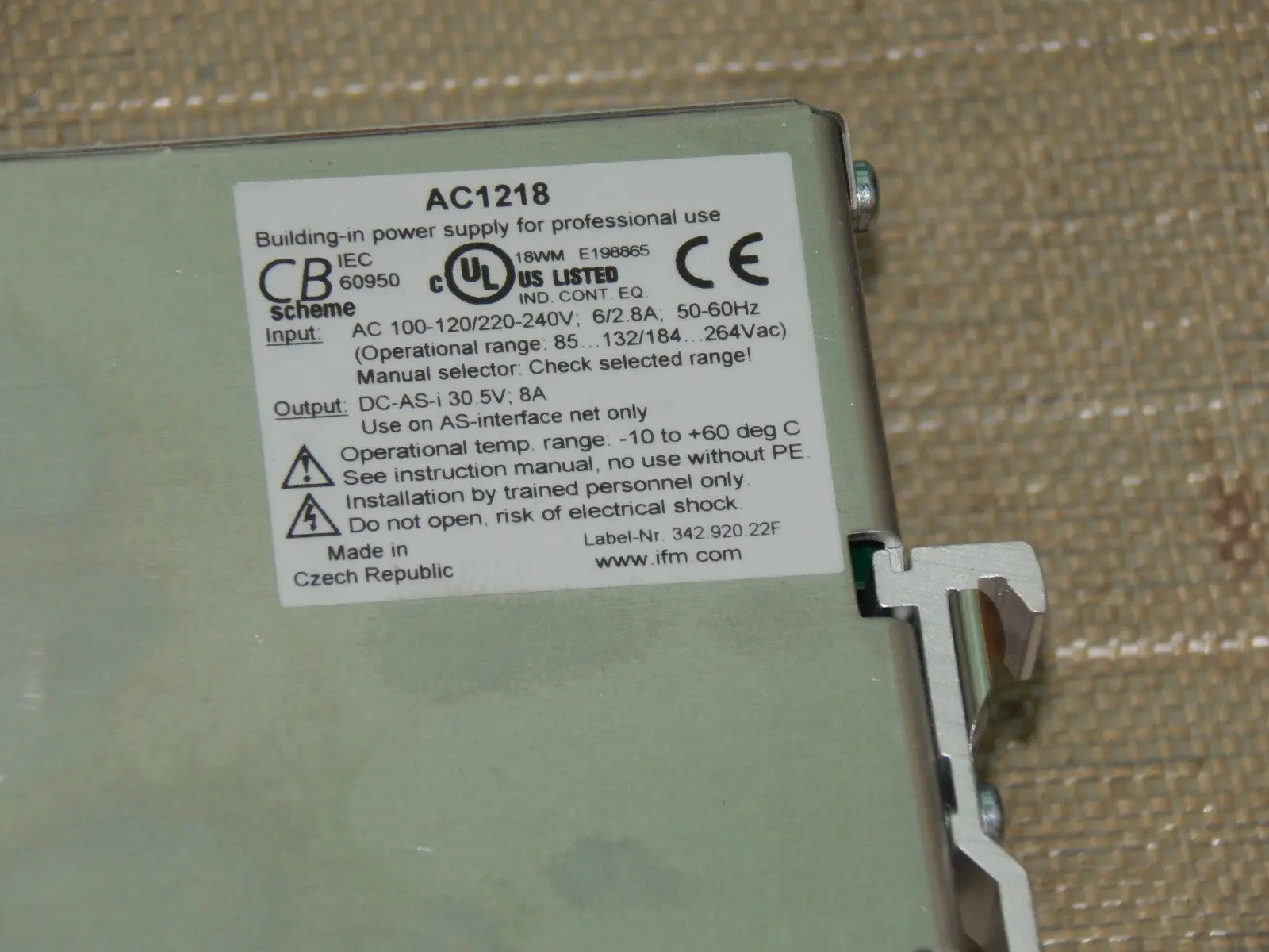 Produktfoto 1 von ifm AC1218 AS-i power supply AC 1218 Stromversorgung  used