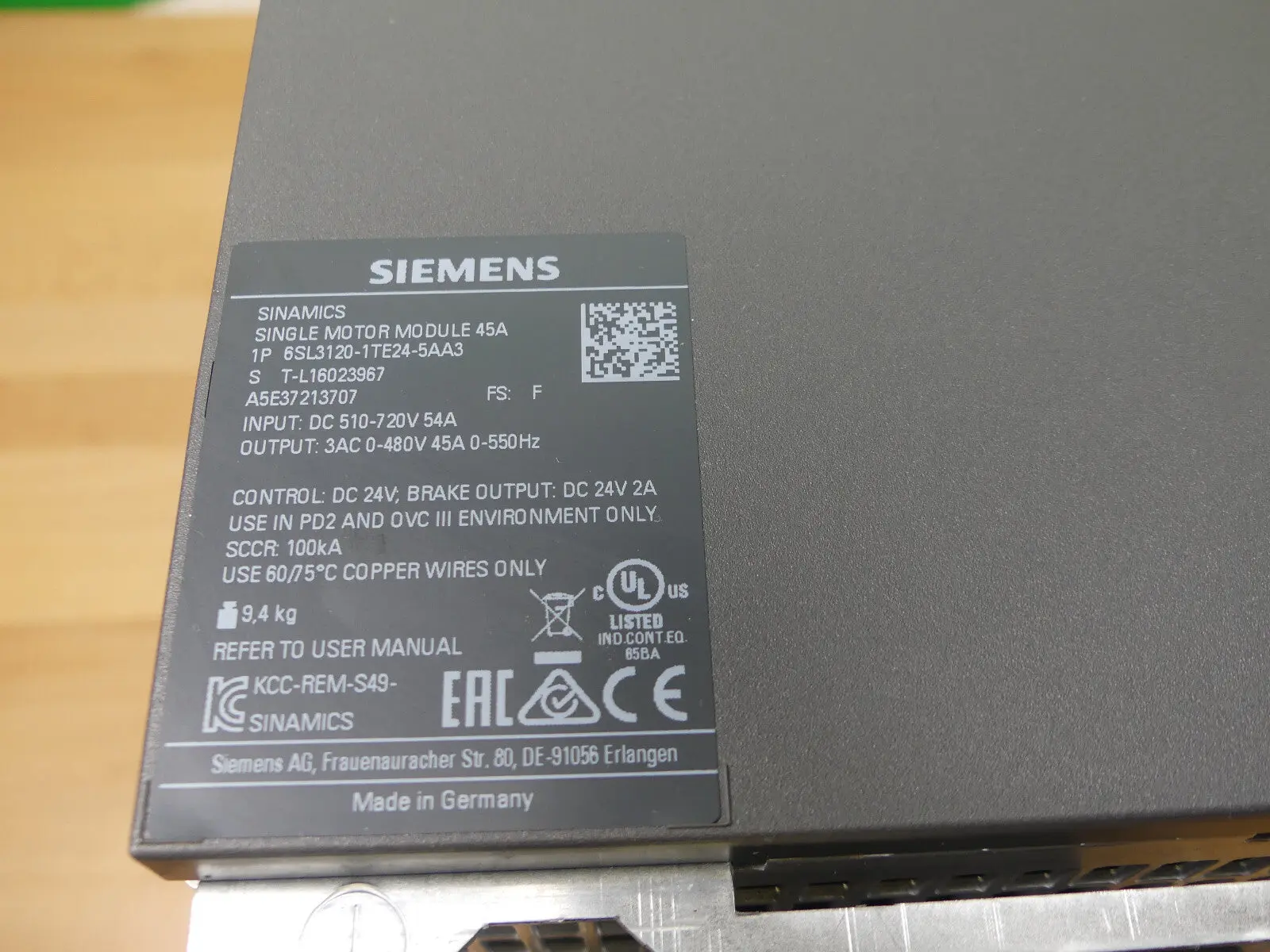 Produktfoto 1 von Siemens Sinamics S120   6SL3120-1TE24-5AA3