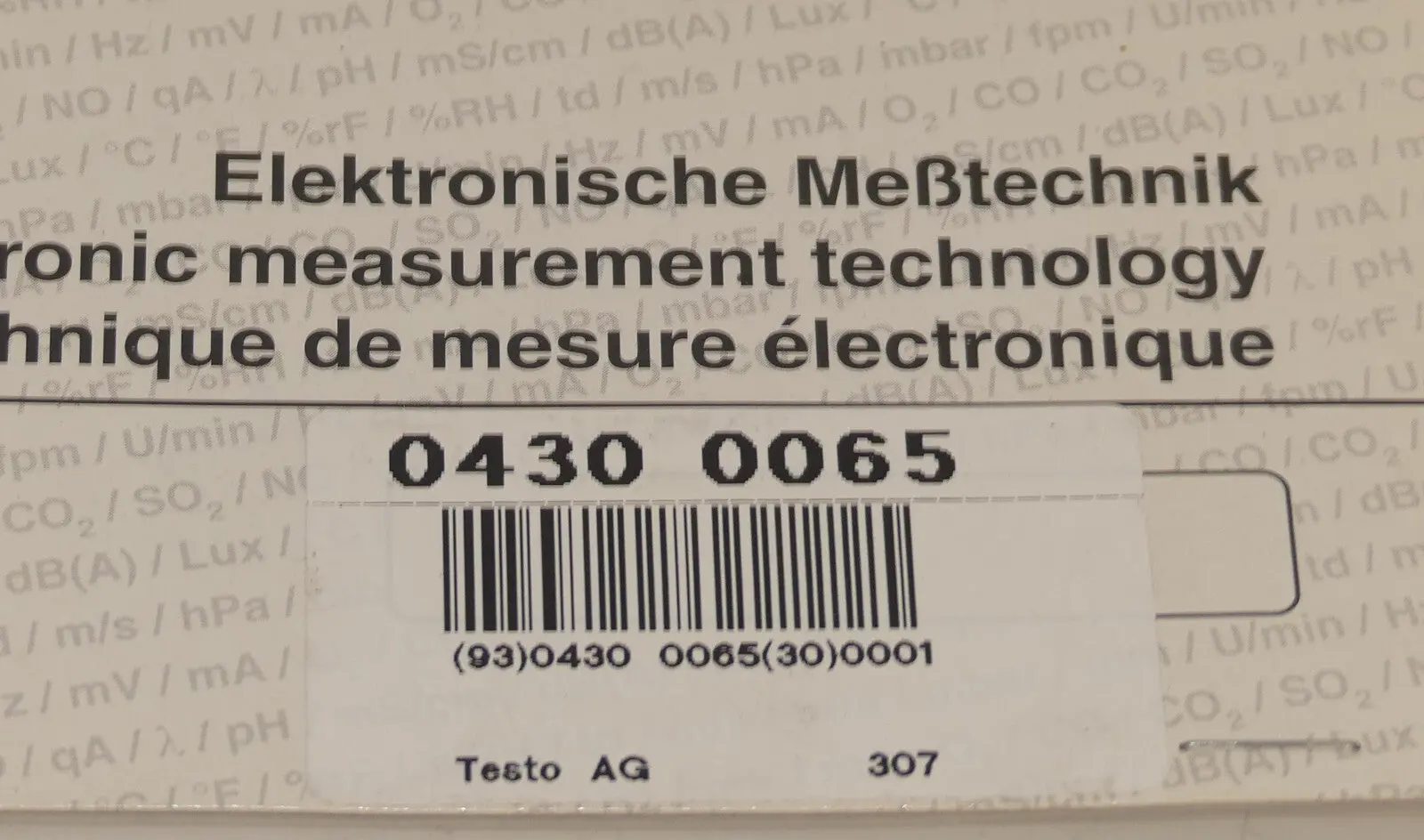 Produktfoto 1 von testo Elektronische mestechnik 0430 0065/307