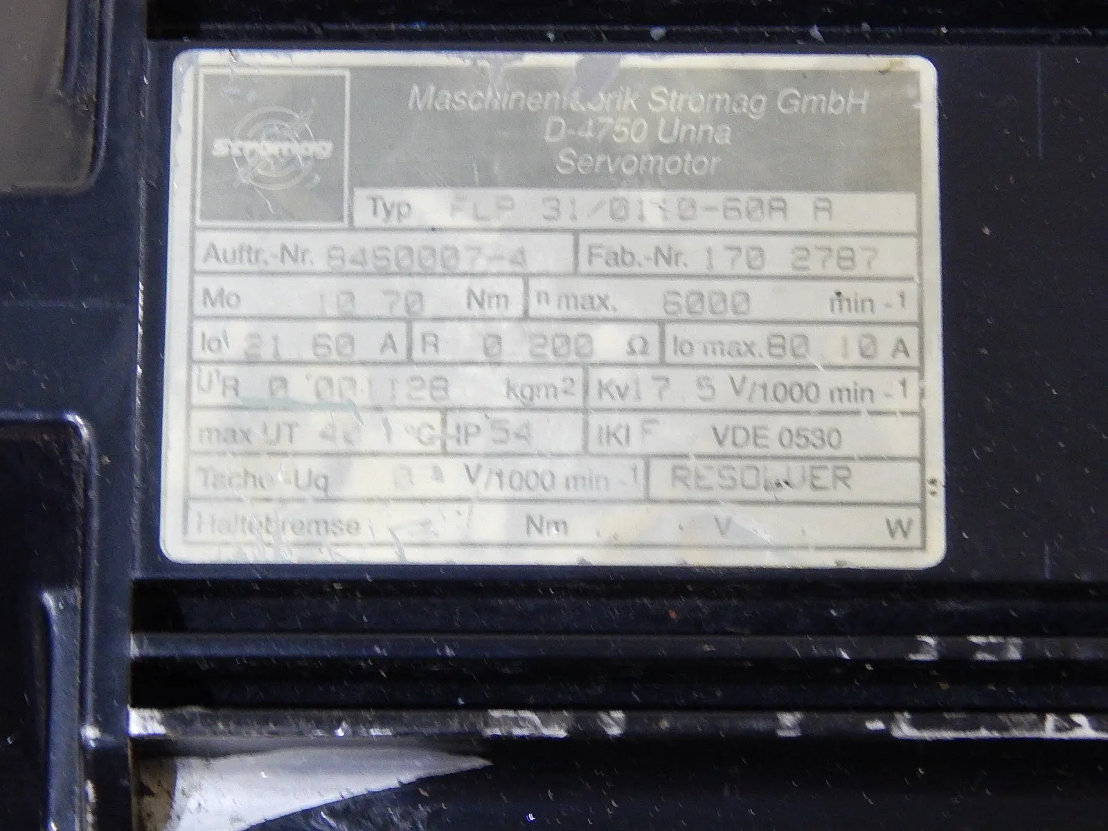 Produktfoto 1 von SERVOMOTOR FLP31/01 10-60 A  A   STROMAG  used s.Bilder