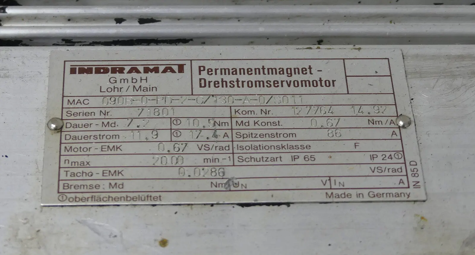 Produktfoto 1 von INDRAMAT/REXROTH MAC090B-0-PD-2-C/130-A-0/S011