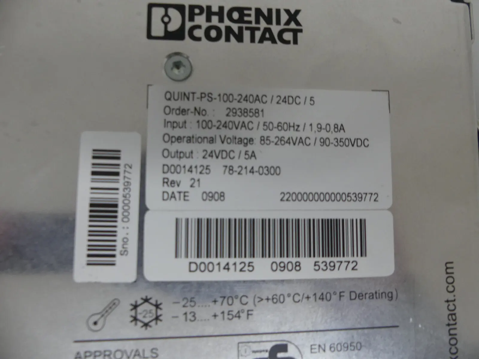 Produktfoto 1 von Phoenix Contact Quint-PS-100-240AC/24DC/5  2938581