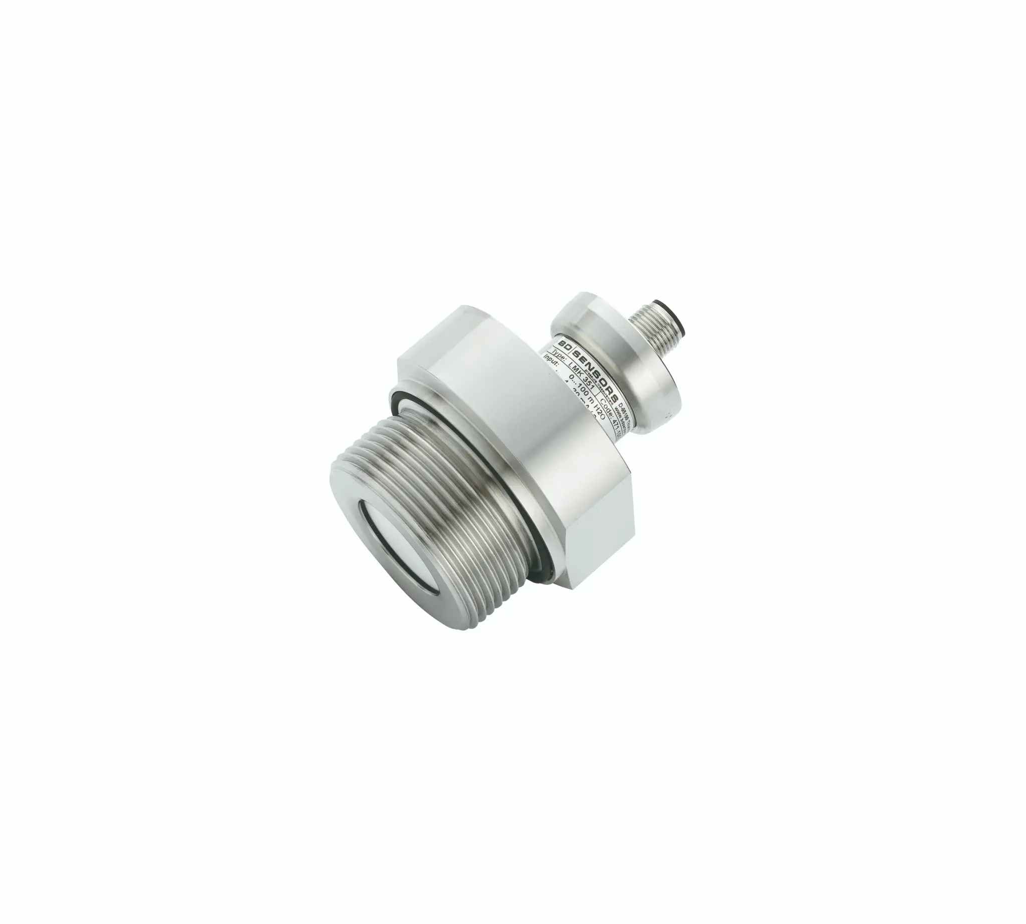Produktfoto 1 von Level sensor LMK351, 0-2.5 m H2O, 4-20 mA, G 1 1/2" DIN 3852, flush, M12 connector, 4-pin